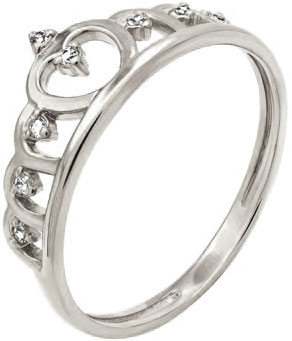 Серебряное кольцо корона Русское Золото 05012359-6 с фианитами