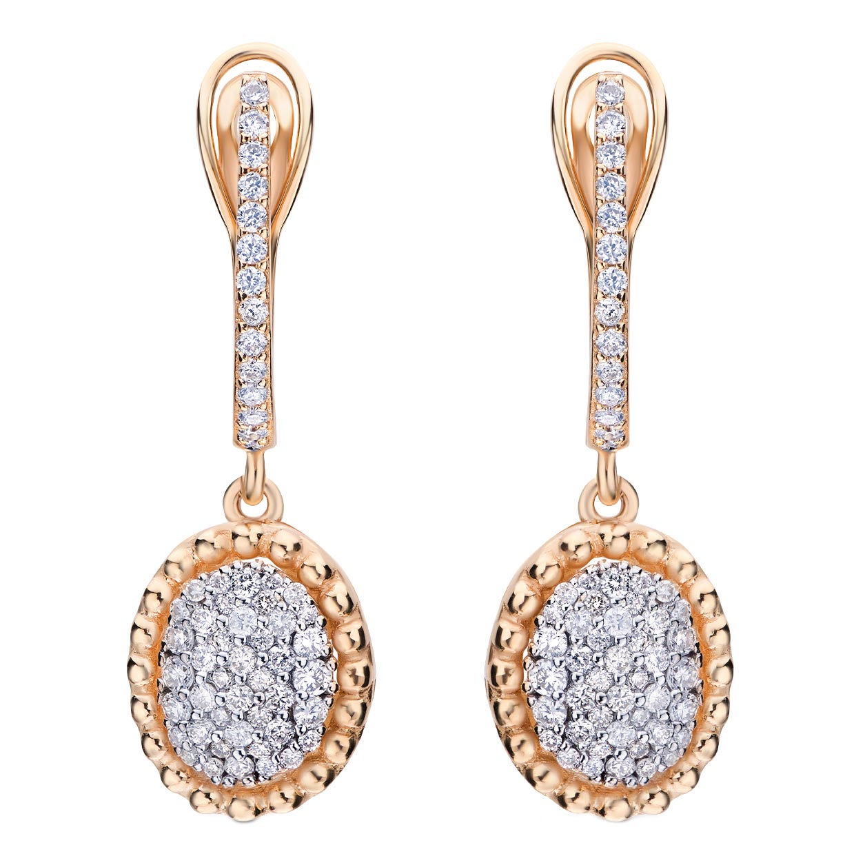 Золотые серьги с подвесками SARGON JEWELRY E2143-9001 с бриллиантами