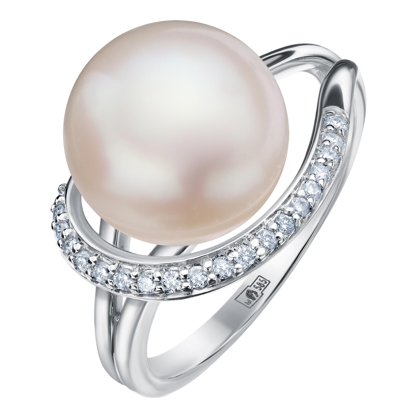 Кольцо из белого золота SARGON JEWELRY R1137-1012 с жемчугом, бриллиантами