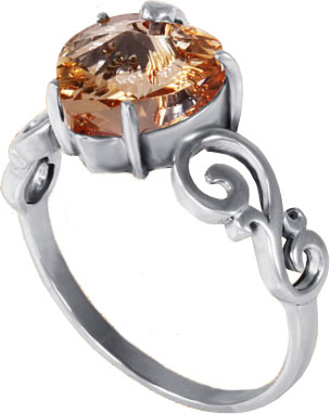 Серебряное кольцо Серебро России 0037-38269 с кристаллом Swarovski