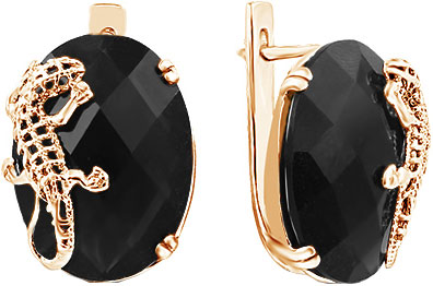 Серебряные серьги ''Ящерицы'' Серебро России 12-0095Z667-74005 с ониксами