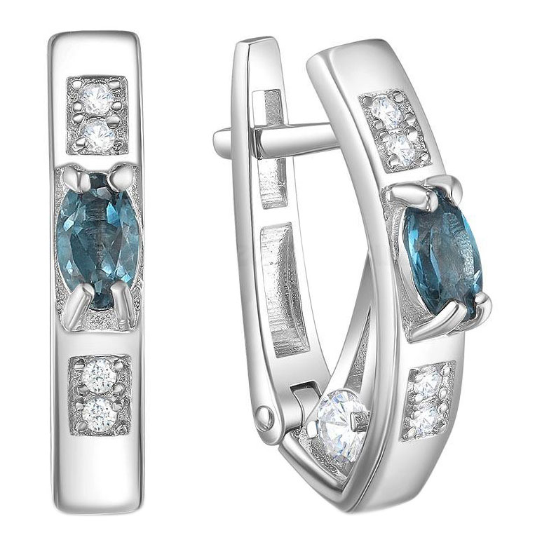 Серебряные серьги Серебро России 2-310R411-1064636 с Лондон топазами, фианитами