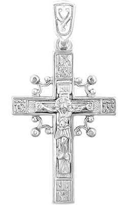 Мужской серебряный православный крестик с распятием Серебро России 3-035R-26024