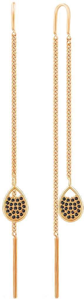 Серебряные серьги продевки с подвесками Серебро России P7-689ZCH416-1059948 с черной шпинелью