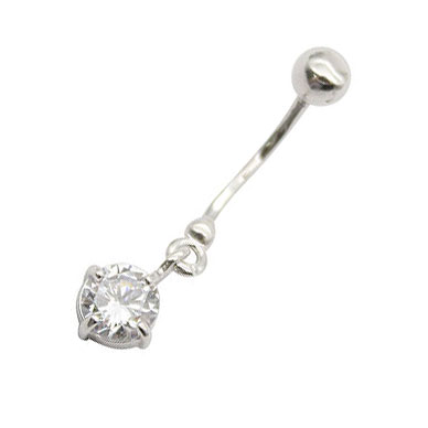 Серебряные серьги для пирсинга пупка Серебро России PR018R200-58863 с фианитом