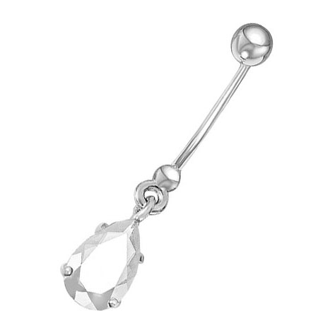 Серебряная серьга для пирсинга пупка Серебро России PR027R200-64990 с фианитом