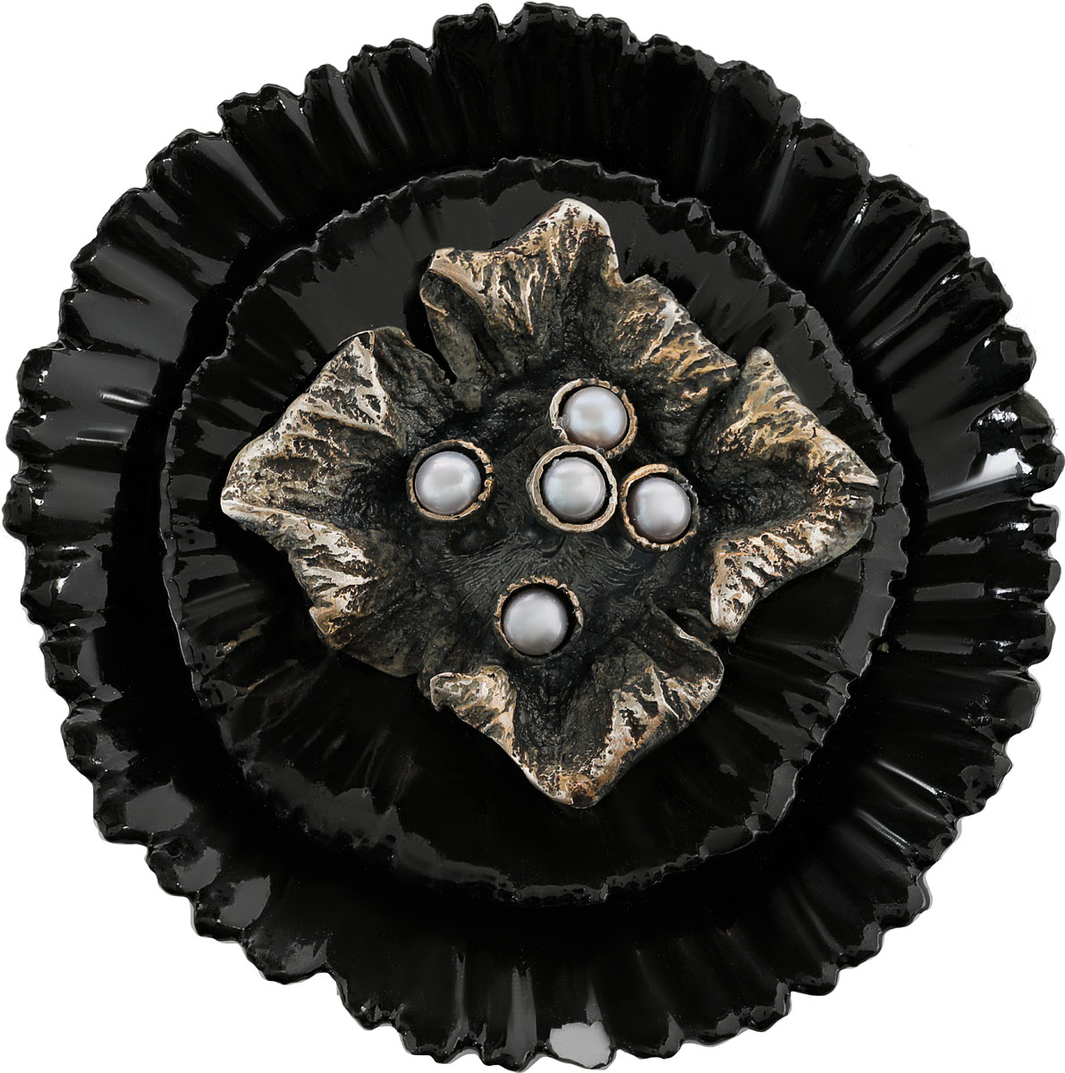 Фарфоровая подвеска ''Цветок'' Shabut jewelry F0003 с жемчугом