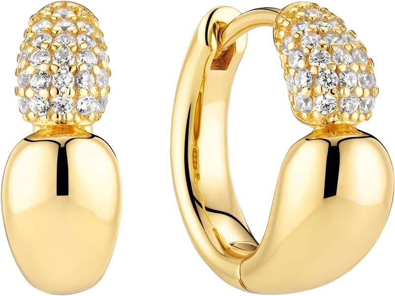 Серебряные серьги хаггисы SIF JAKOBS SJ-E2582-CZ-YG с фианитами