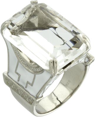 Женский серебряный перстень Silver Sky 27K136409 с эмалью, горным хрусталем, кубическим цирконием