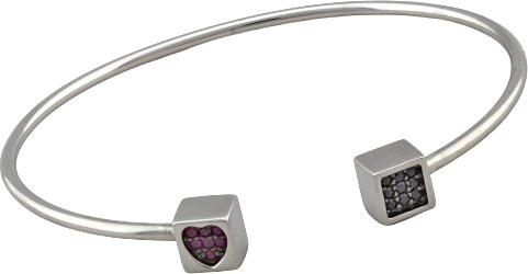 Серебряный открытый жесткий браслет Silver Sky MT2147-B-RB с кубическим цирконием
