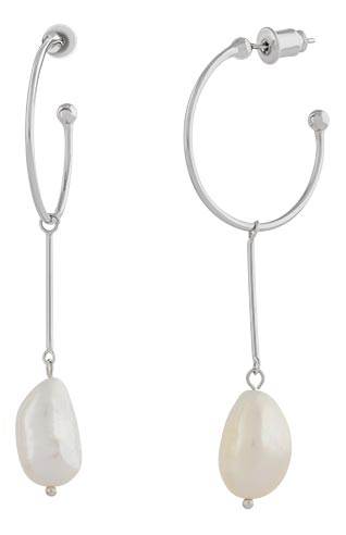 Серебряные серьги полукольца с подвесками Silver Sky SAE5241 с барочным жемчугом