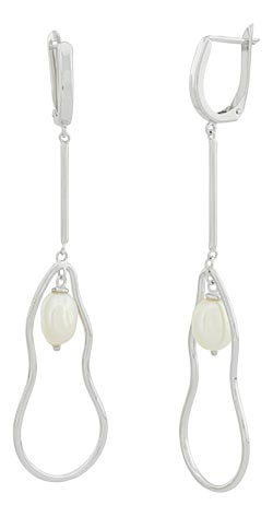 Серебряные длинные серьги с подвесками Silver Sky SAE5659 с барочным жемчугом