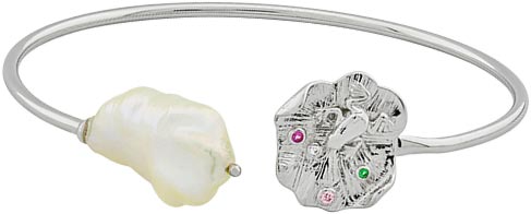 Серебряный открытый браслет Silver Sky SAH0419 с барочным жемчугом