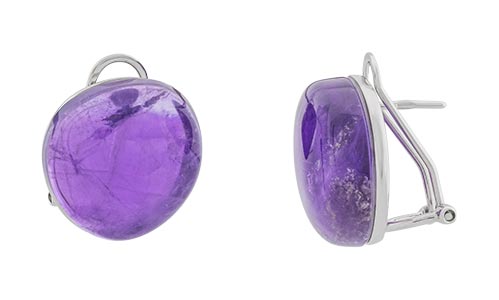 Серебряные серьги круглые Silver Sky SE2317-AM с аметистами