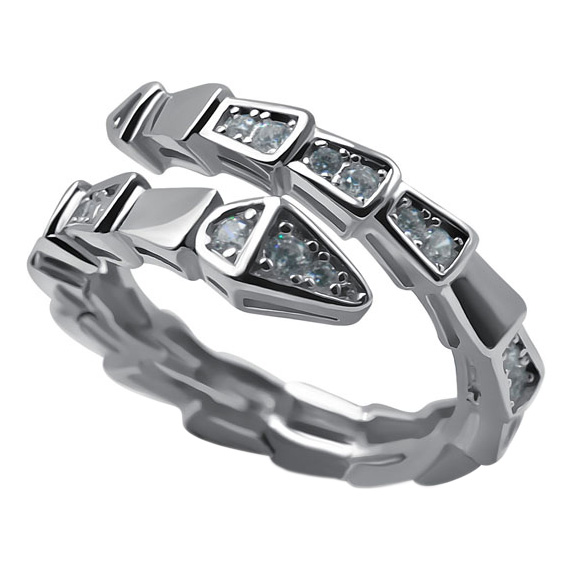 Серебряное открытое кольцо ''Змейка'' Silver Wings 0111327311A с кубическим цирконием