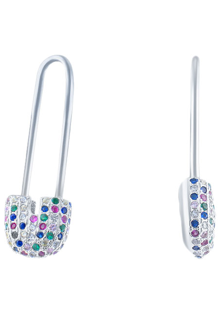 Серебряные серьги ''Булавки'' Silver Wings 020017-308-127 с кубическим цирконием