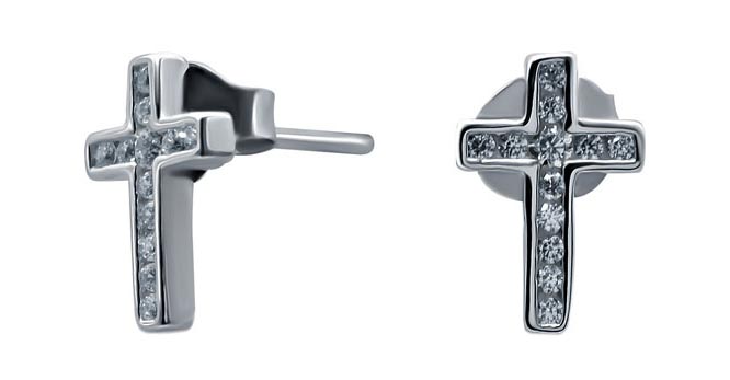 Серебряные серьги пусеты-гвоздики Silver Wings 021192217131A с кубическим цирконием