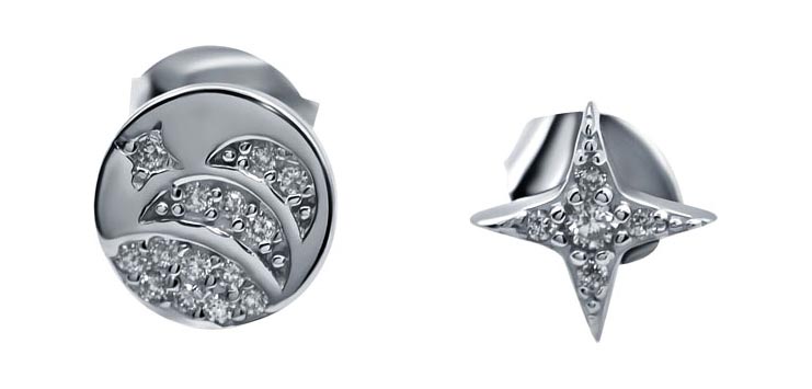 Серебряные серьги пусеты-гвоздики Silver Wings 021EA105482A-119 с кубическим цирконием