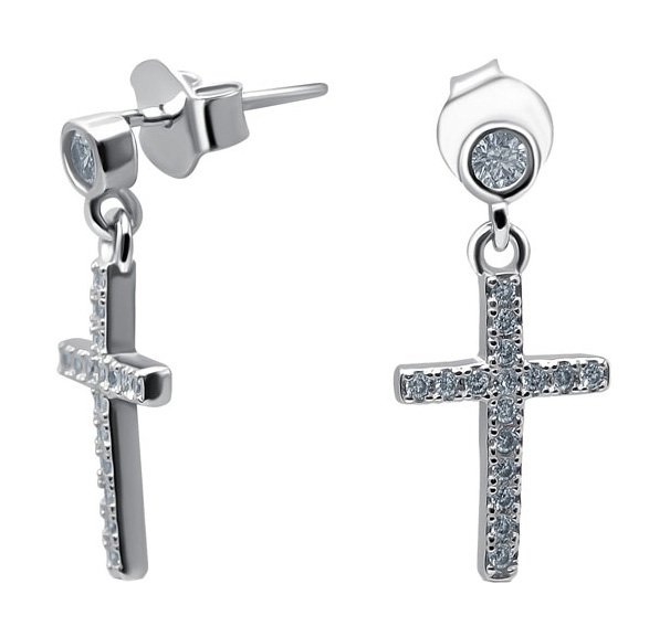 Серебряные серьги с подвесками Silver Wings 022028480A с кубическим цирконием