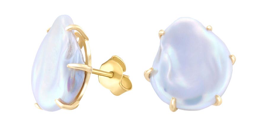 Серебряные серьги пусеты-гвоздики Silver Wings 022042960GP с барочным жемчугом