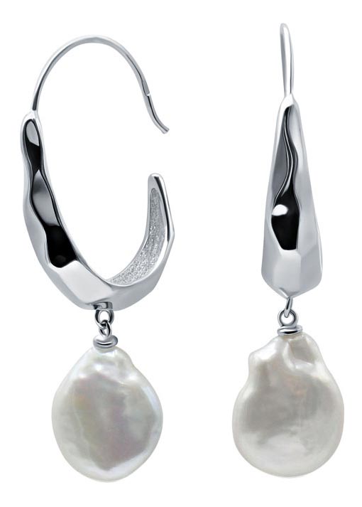 Серебряные серьги с подвесками Silver Wings 022043286A с барочным жемчугом