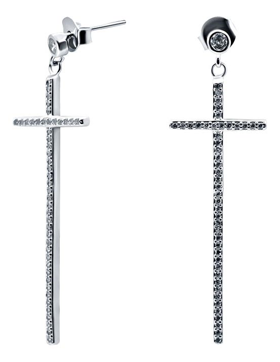 Серебряные серьги с подвесками Silver Wings 02DE2562A-202 с кубическим цирконием