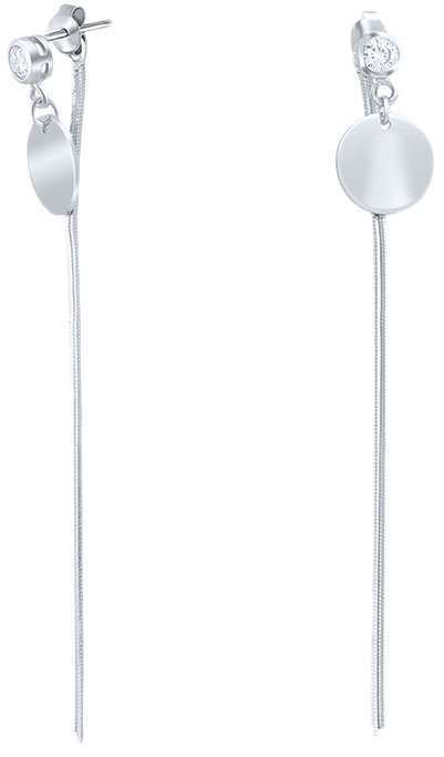 Серебряные длинные серьги пусеты-гвоздики с подвесками Silver Wings 02FYE9739-113 с кубическим цирконием