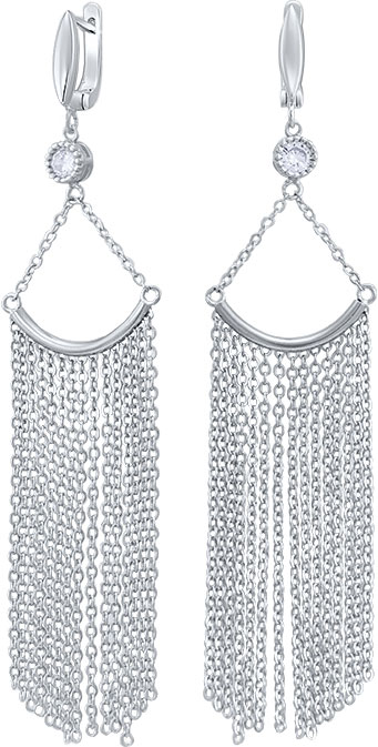 Длинные серебряные серьги с подвесками Silver Wings 02FYE9916-113 с кубическим цирконием