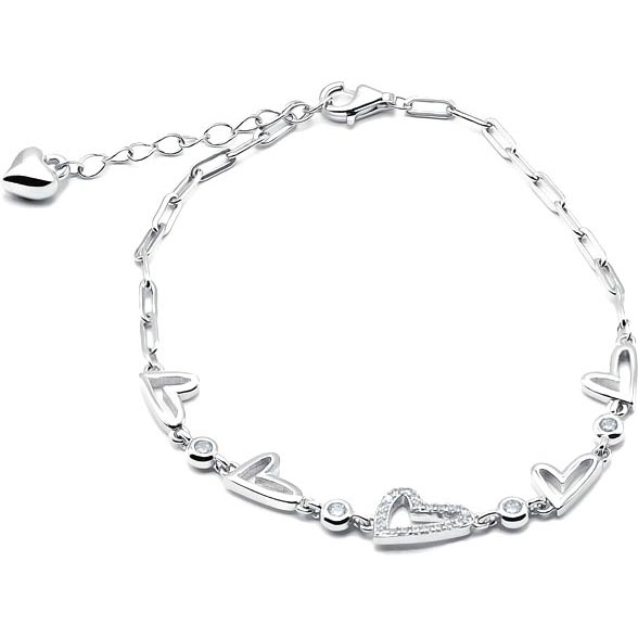 Серебряный браслет ''Сердца'' Silver Wings 041137698A с кубическим цирконием