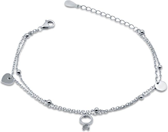 Серебряный браслет цепь с подвесками Silver Wings 04DB1448A-202 с кубическим цирконием