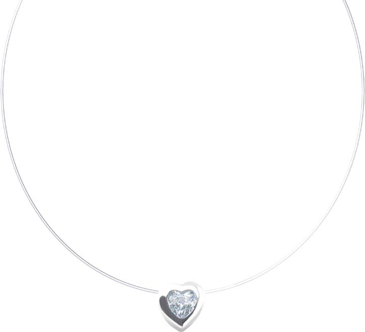 Леска на шею с подвеской ''Сердце'' Silver Wings 051133290A с кубическим цирконием