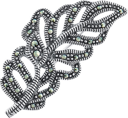 Серебряная брошь Silver Wings 080022-197-39 с марказитами