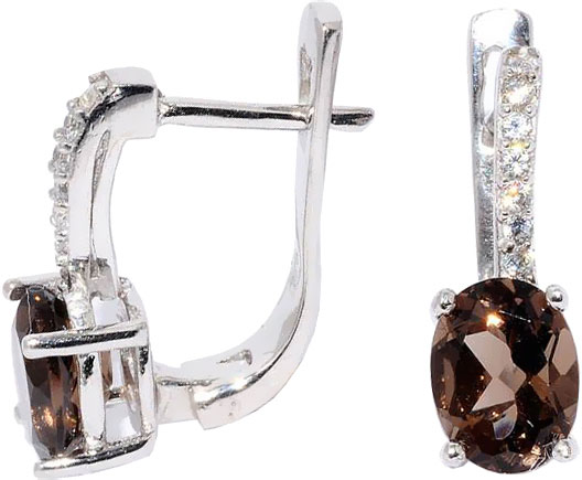 Серебряные серьги Silver Wings 220043-32-163 с раухтопазами, кубическим цирконием
