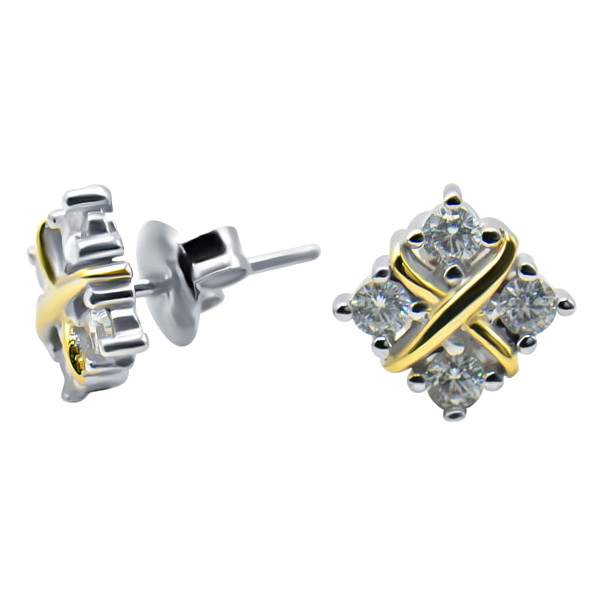 Серебряные серьги пусеты-гвоздики Silver Wings 2212720173GP с кубическим цирконием