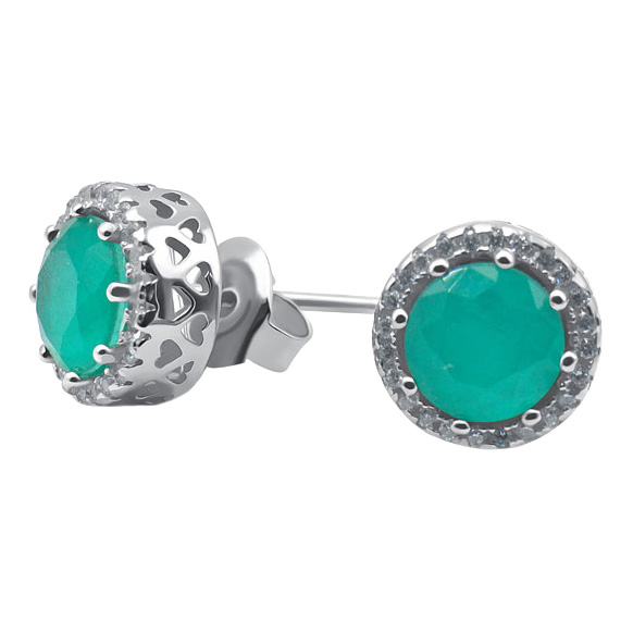 Серебряные серьги пусеты-гвоздики Silver Wings 2212720235E с кварцем, кубическим цирконием