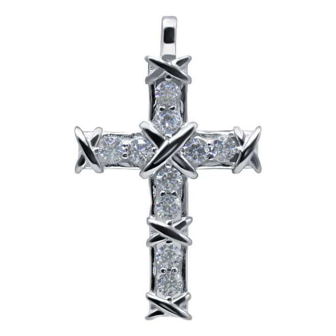 Женский серебряный декоративный крестик Silver Wings 23127311A с кубическим цирконием