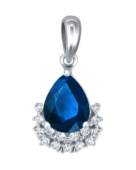 Серебряный кулон Silver Wings 23KNYS1413-155-sapfir c сапфиром, цирконом