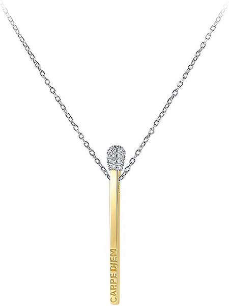 Серебряное колье с подвеской ''Спичка'' Silver Wings 25CARPEDIEMGP-127 с кубическим цирконием