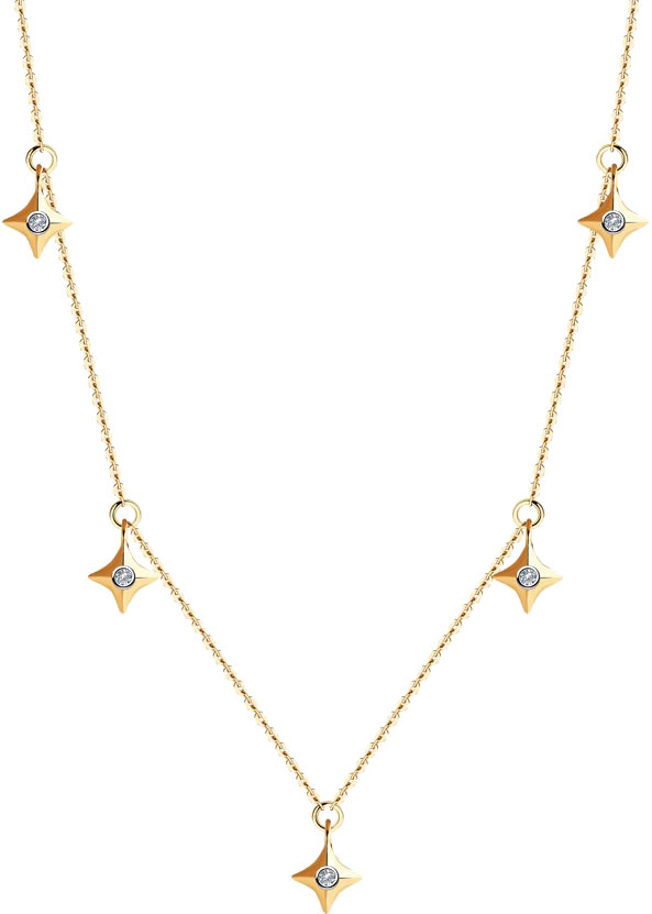 Золотое колье цепь с SKLV 1070126-5 с бриллиантами Swarovski