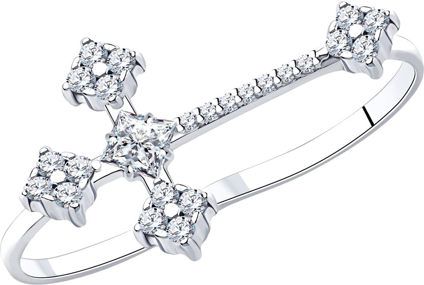 Серебряное кольцо на два пальца SKLV 94013062 с фианитами