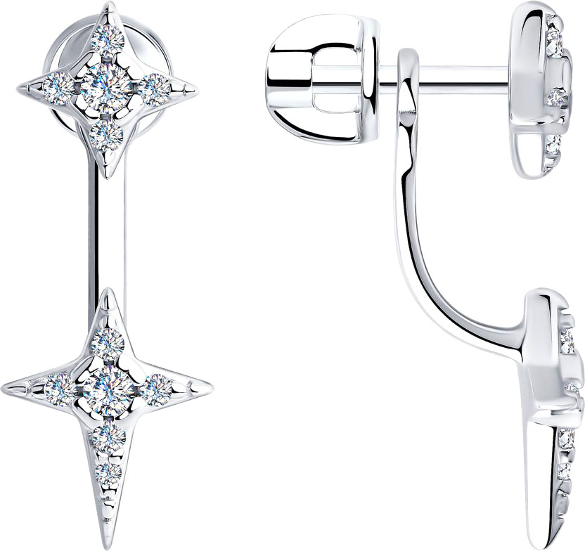 Серебряные серьги джекеты SKLV 94023747 с фианитами