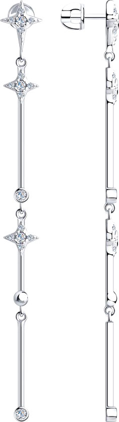 Серебряные длинные серьги с подвесками SKLV 94023749 с фианитами
