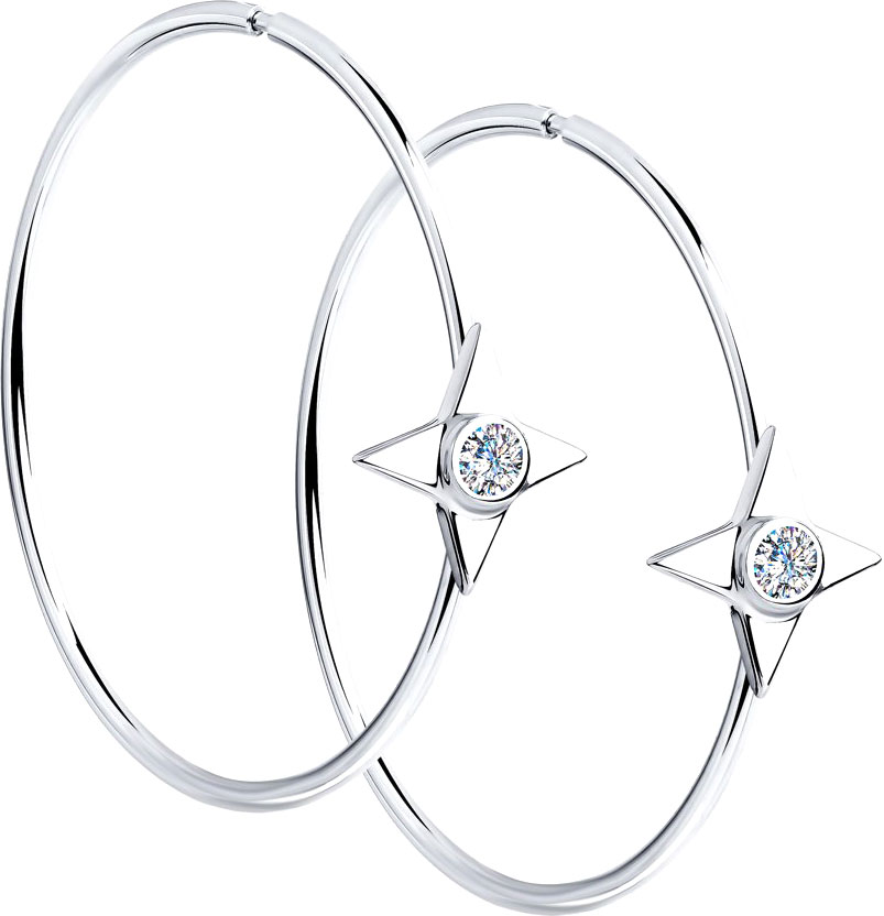 Серебряные серьги кольца конго SKLV 94023840 с фианитами