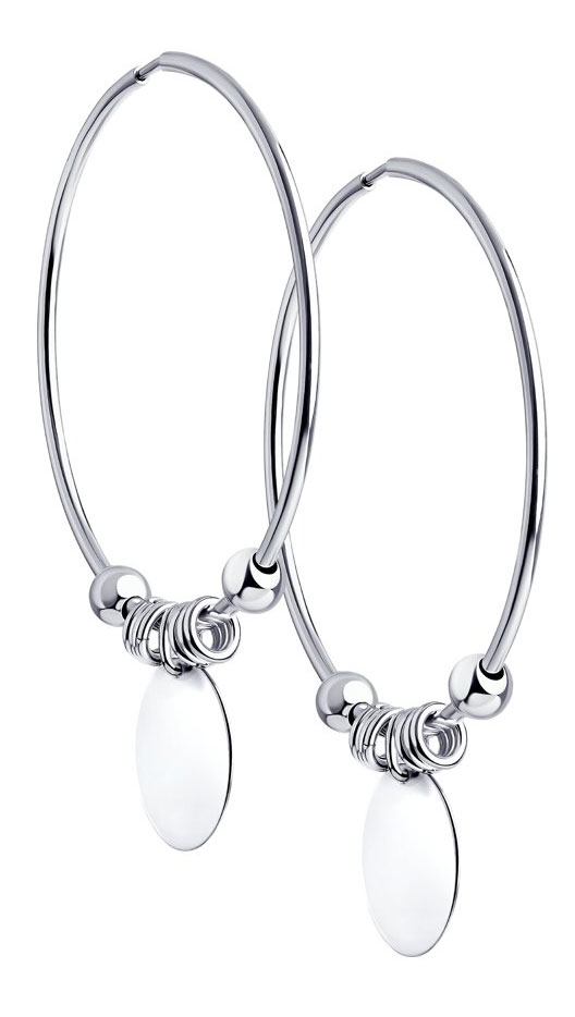 Серебряные серьги кольца конго с подвесками SKLV 94024222