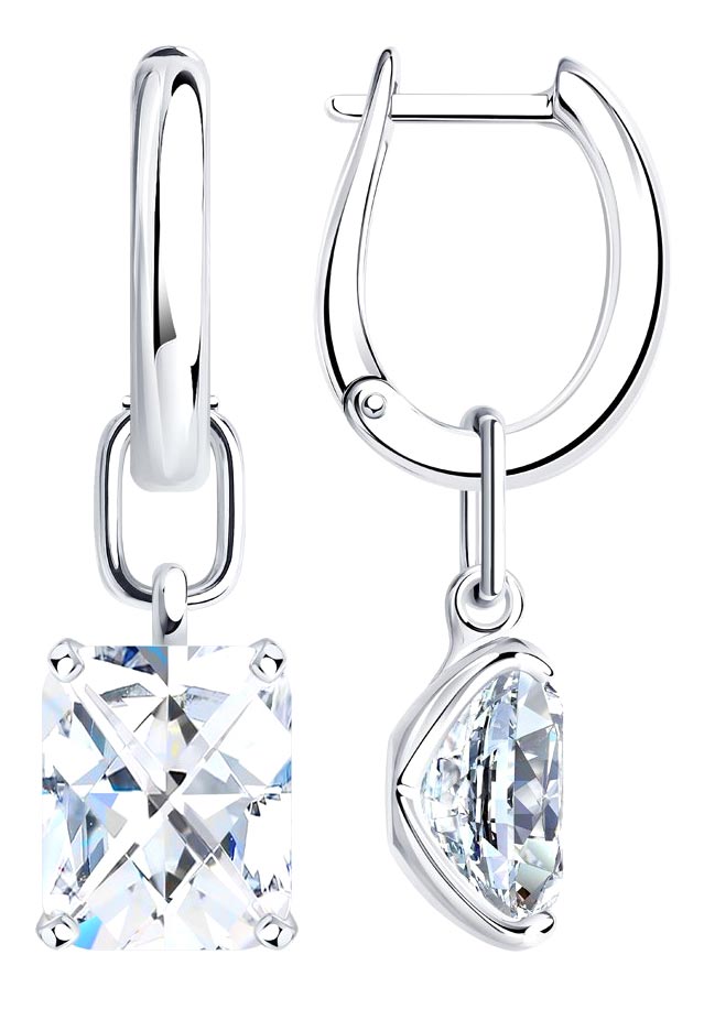 Серебряные серьги с подвесками SKLV 94024751 с фианитами
