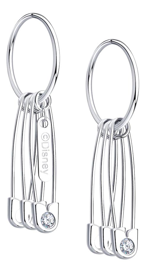 Серебряные серьги кольца с подвесками SKLV 94024782 с фианитами