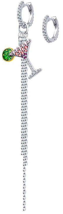 Серебряные длинные серьги SKLV 94025062 с фианитами