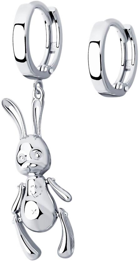 Серебряные серьги с подвеской ''Зайка'' SKLV 94025714
