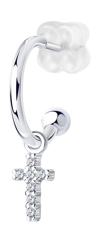 Серебряная одиночная серьга с подвеской SKLV 94170136 с фианитами