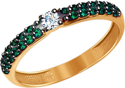 Золотое кольцо SOKOLOV 017020 с фианитами